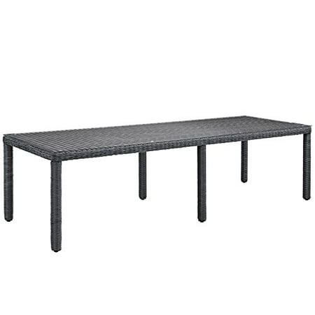 LexMod Summon Outdoor Patio Dining Table, 114", Gray