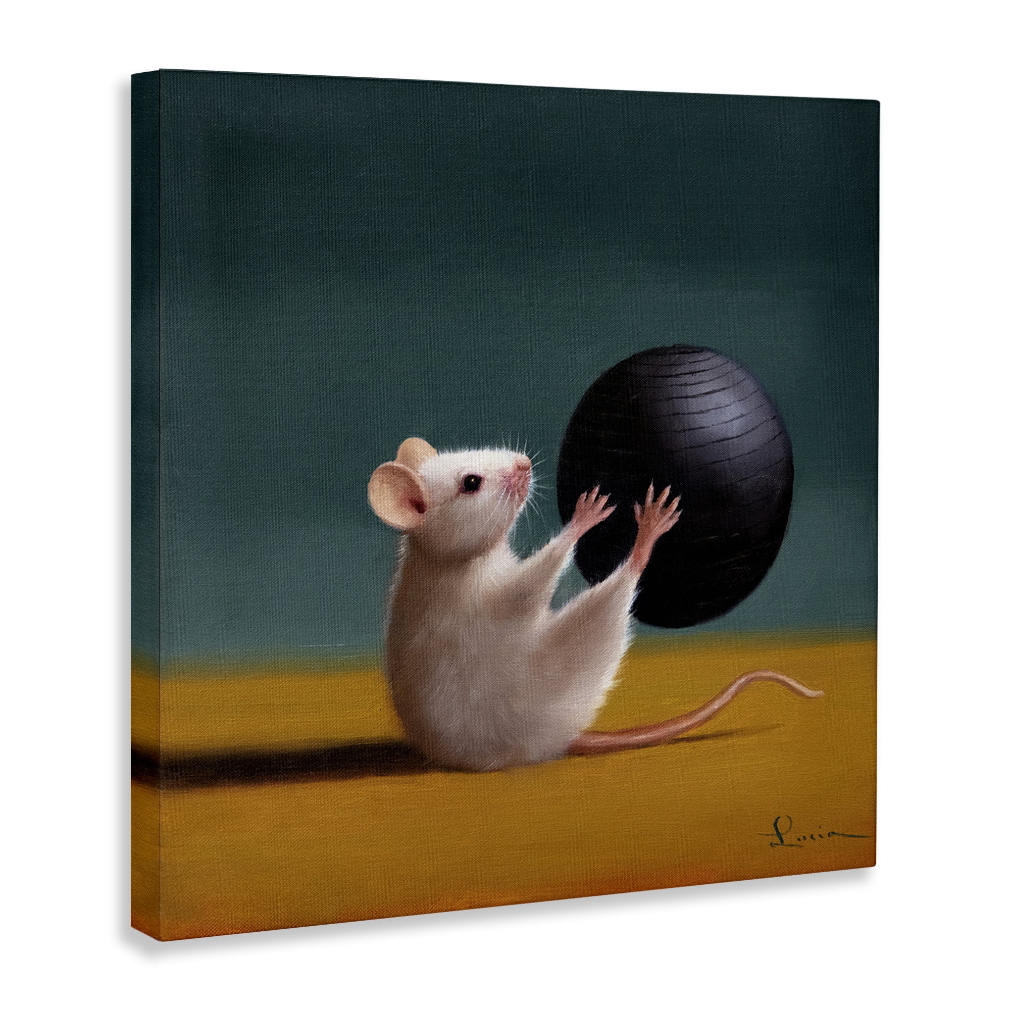 Stupell Industries Mouse with Exercise Ball Animals & Insects Painting Gallery Wrapped Canvas Art Print Wall Art, 24 x 24