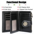 thumbnail image 3 of Small Wallet for Women RFID Blocking Genuine Leather Wallet Bifold Purse Zipper Coin Pocket Credit Card Holder with ID Window, 3 of 6