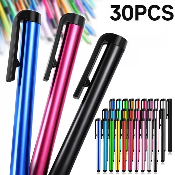 Deally 30 Pieces Stylus Pens Capacitive Slim Stylus Pens for Universal Touch Screens Devices, Compatible with iPhone, iPad, Tablet (10 Colors)