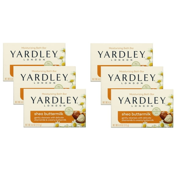 6 Pack Yardley London Moisturizing Bath Bar Shea Buttermilk 4.0 Oz.