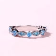 thumbnail image 2 of Elegant Round Cut Lab-Created Swiss Blue Topaz Half Eternity Wedding Band Ring | 925 Sterling Silver | Timeless Gift Jewelry for Women, 2 of 5