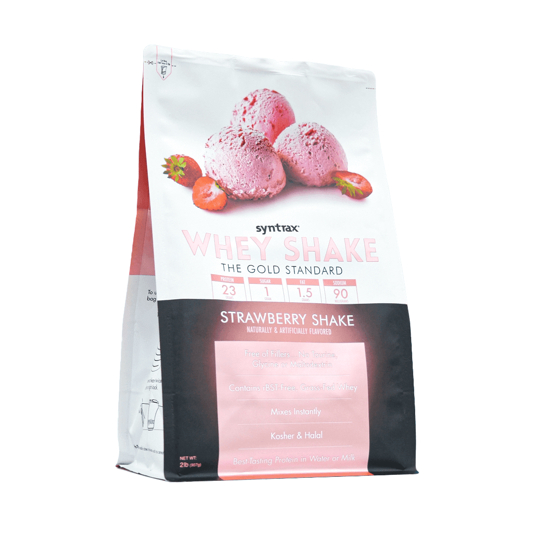 Syntrax Whey Shake Strawberry Shake Cold Filtered Undenatured Whey Protein Blend 2 lbs