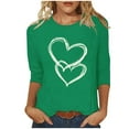 thumbnail image 2 of Wowcloth Women's Valentine Print Round Neck T-Shirt, Three-Quarter Sleeve Loose Fit, Casual Comfortable for Daily Wear and Holiday, 2 of 5