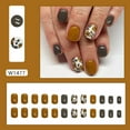 thumbnail image 4 of Fashion Detachable Gold Slices Little Bear Leaf Full Cover Nail Tips False Nails Fake Nails Short Round R826, 4 of 8