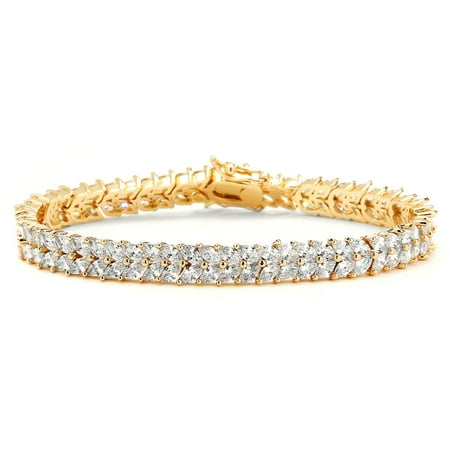 Mariell Cubic Zirconia 14K Gold Plated Tennis Bracelet for Women - Bridal, Wedding or Everyday Jewelry