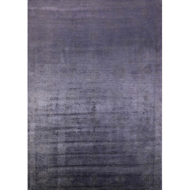 Ahgly Company Machine Washable Indoor Rectangle Industrial Modern Purple Navy Blue Area Rugs, 2' x 3'