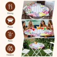 thumbnail image 6 of Round Table Cover 55-60 Inch Spring Easter Waterproof Reusable Table Cloth Round Fitted Vinyl Tablecloth with Elastic Edged for Parties Outdoors, Watercolor Flower Eggs Berry Leaf Blue Plaid, 6 of 6