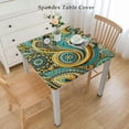 thumbnail image 2 of Tablecloth Rectangle Teal Green Flower Pattern Table Cloth Outdoor Waterproof Tablecloths for Party Picnic Indoor Table Cover for Dining/Kitchen Home Decoration, 2 of 7