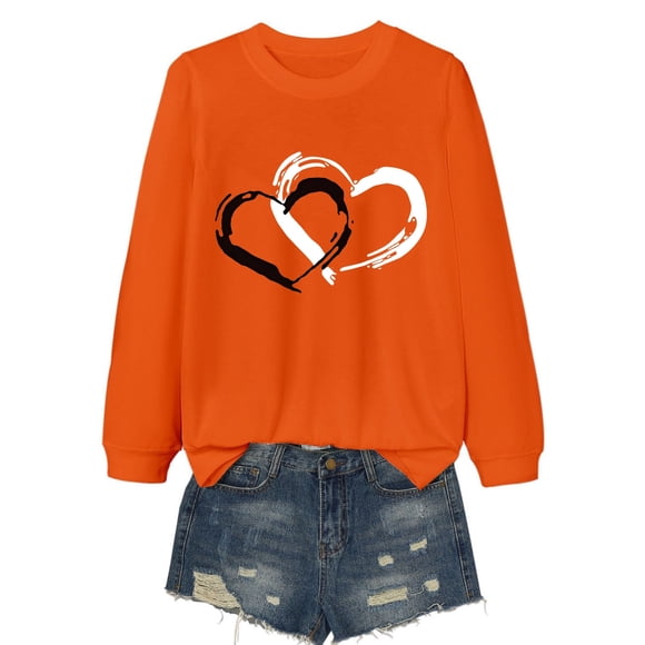 SNKSDGM Long Sleeve Shirts for Women Fitted Cropped Women's Casual Fashion Round Neck Long Sleeve T Shirt for Valentine's Day Comfortable and Base Layer Top. Ideal for Everyday Wear. M