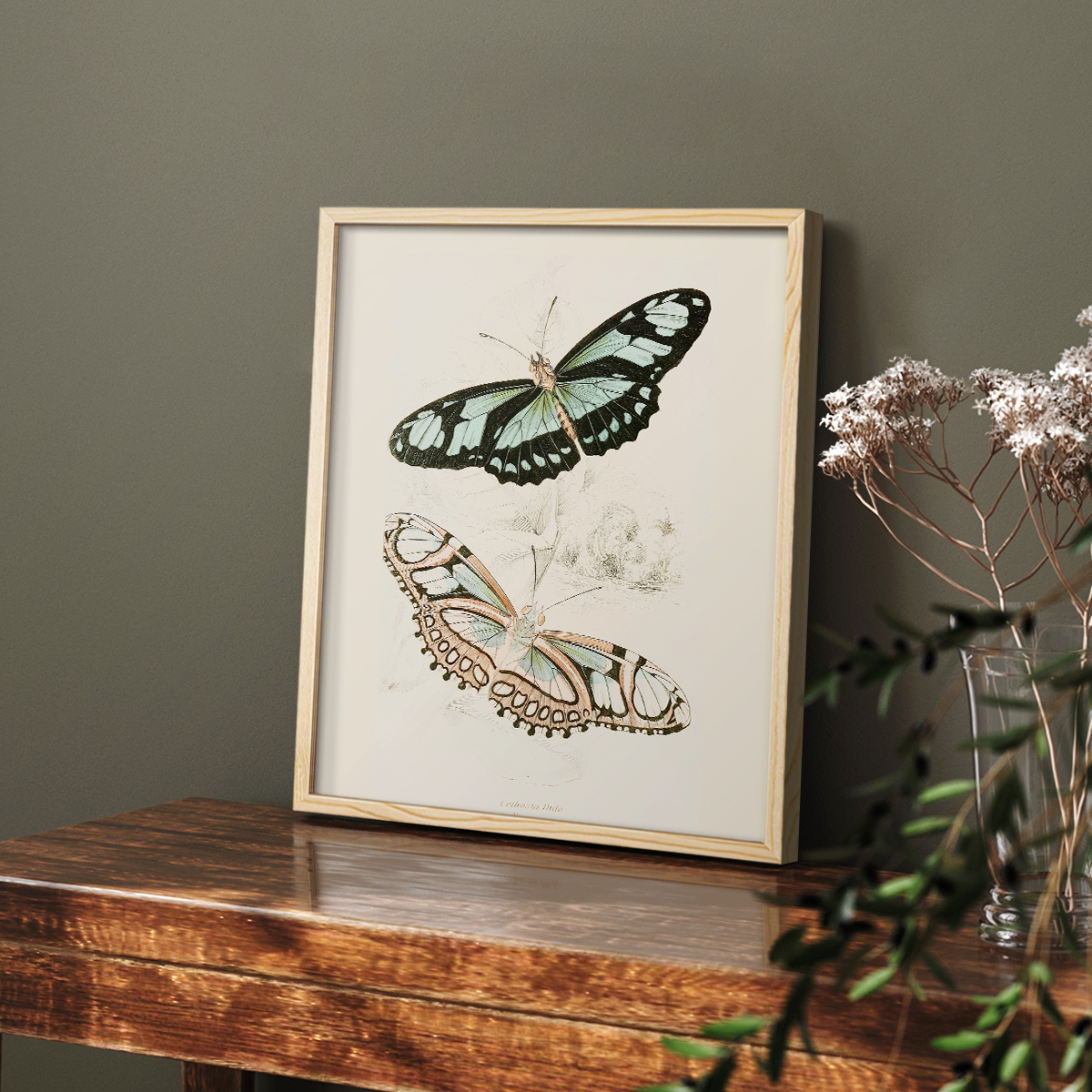 Vintage Animal Print L - 14in. x 11in. Vintage Framed Print in Natural Wood Frame