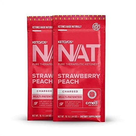 Keto//OS NAT® Strawberry Peach Keto Supplements - Charged - Exogenous Ketones - BHB Salts Ketogenic Supplement for Workout Energy Boost for Men and Women (20 Count)