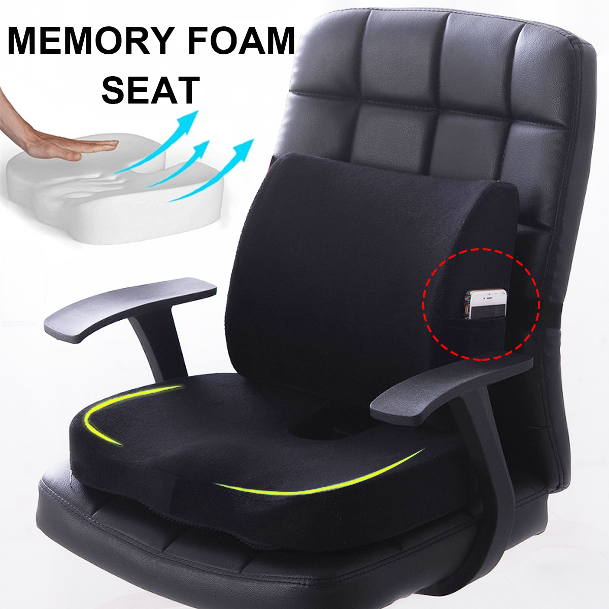 Lumbar Support Pillow for Chair Back Support Pillow for Office Chair Ventilated Memory Foam Lumbar Support for Car Back Pillow Back Cushion for Office Chair Car Lumbar Back Support