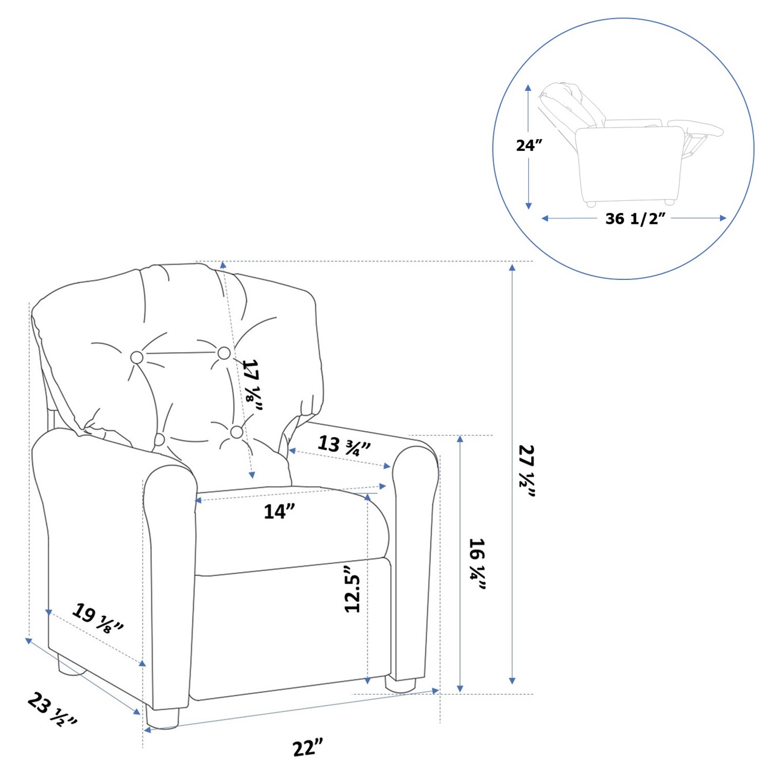 The Crew Furniture Traditional Kids Recliner, Ages 1-5 photo 6