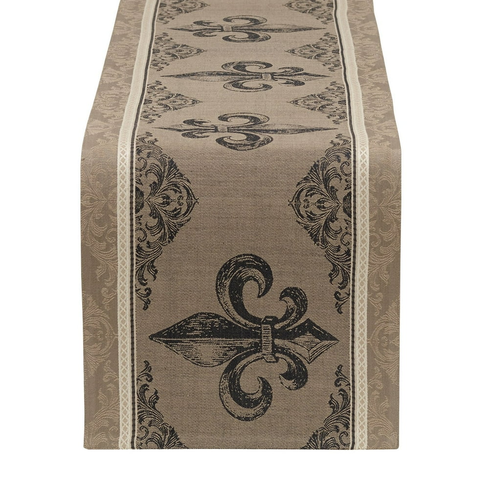 Design Imports Fleur De Lis Stripe Jacquard Table Runner 14 x 72