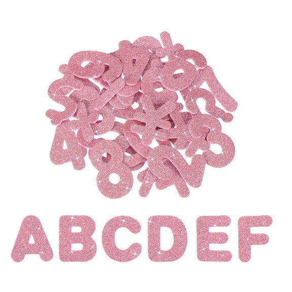 Alphabet Foam Stickers, 52Pcs Letters A-Z EVA Self Adhesive Glitters Foam Shape Sticker Craft Supplies for Scrapbook Card DIY Making Home Decor, Pink