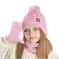 thumbnail image 2 of Hat, Scarf & Glove Sets for Boys Girls Size 4-10 Tweens Casual Solid Winter Thermal Warm Knitted Beanies Hats Gloves Neck Gaiters Scarves, 2 of 3