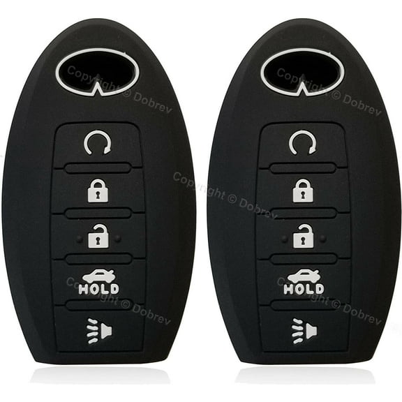 Silicone Case Entry Fob Skin Cover for Infiniti QX80 QX56 Q50 Q60 QX60 Smart Key (black and black)