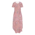 thumbnail image 2 of Vestidos de Verano de Mujer Casual Cuello Redondo Bolsillos de Manga Corta Impresión Vestido Largo, Vestido Ligero de Poliéster para Diario, Fiesta Y Primavera, 2 of 6