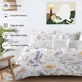 thumbnail image 3 of 3 Piece Purple Yellow Flowers Duvet Cover Set Twin Size,Microfiber Comforter/Quilt Cover with Corner Ties and 2 Pillowcases,Spring Pastoral Botanical Floral All Season Bedding with Zipper Closure, 3 of 8