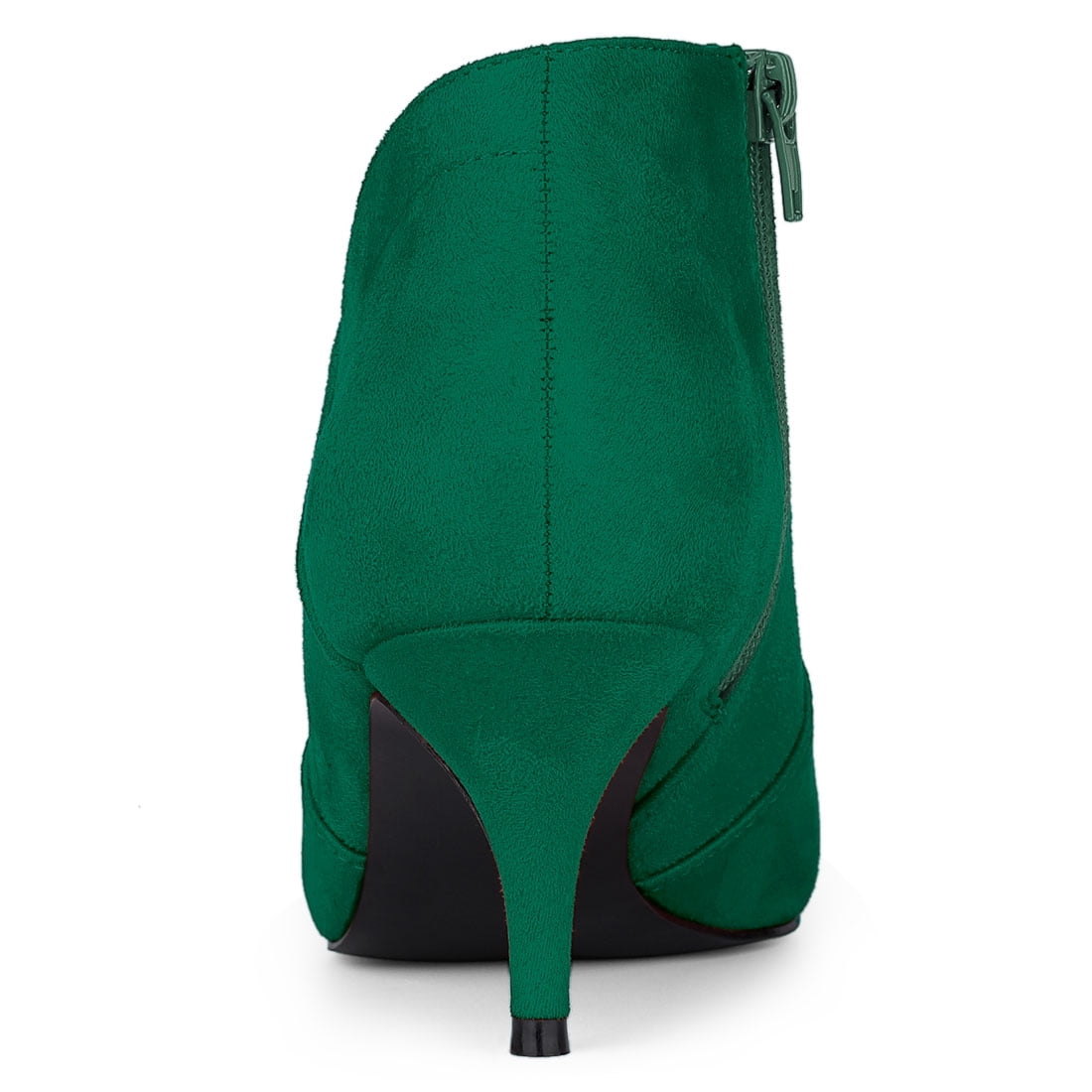 DARING DIVA Women's Pointed Toe Kitten Heel Cutout Ankle Boots Emerald Green 8.5