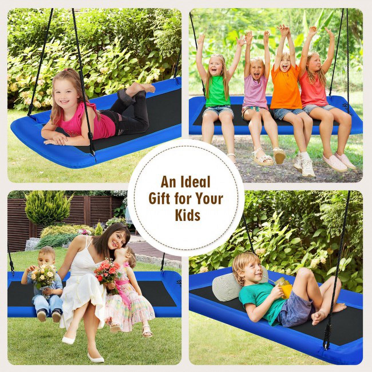 SUGIFT 60 Inches 700 LBS Tree Swing Outdoor Platform Swing with 2 Hanging Straps