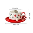 thumbnail image 3 of Christmas Ceramic Mug with Lid and Spoon, Cute Santa & Reindeer Design, Bow Handle Coffee Cup for Hot Chocolate, Tea & Holiday Gift, 3 of 5