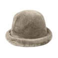 thumbnail image 2 of Cutuoiiu Cold Weather Hat for Women Solid Color Fuzzy Rolled Brim Bucket Hat Soft Plush Winter Warm Fisherman Cap for Daily Outdoor, 2 of 8