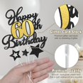 thumbnail image 3 of Cake Topper OffiCreative 60.º cumpleaños negro y dorado con brillo, 3 of 7