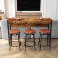 thumbnail image 3 of Llinc Store 3-Drawer Long Kitchen Table for 3 with Power Outlets and Stools, Bar Dining Room Table Set with Circular Swivel PU Stools, Brown, 3 of 9