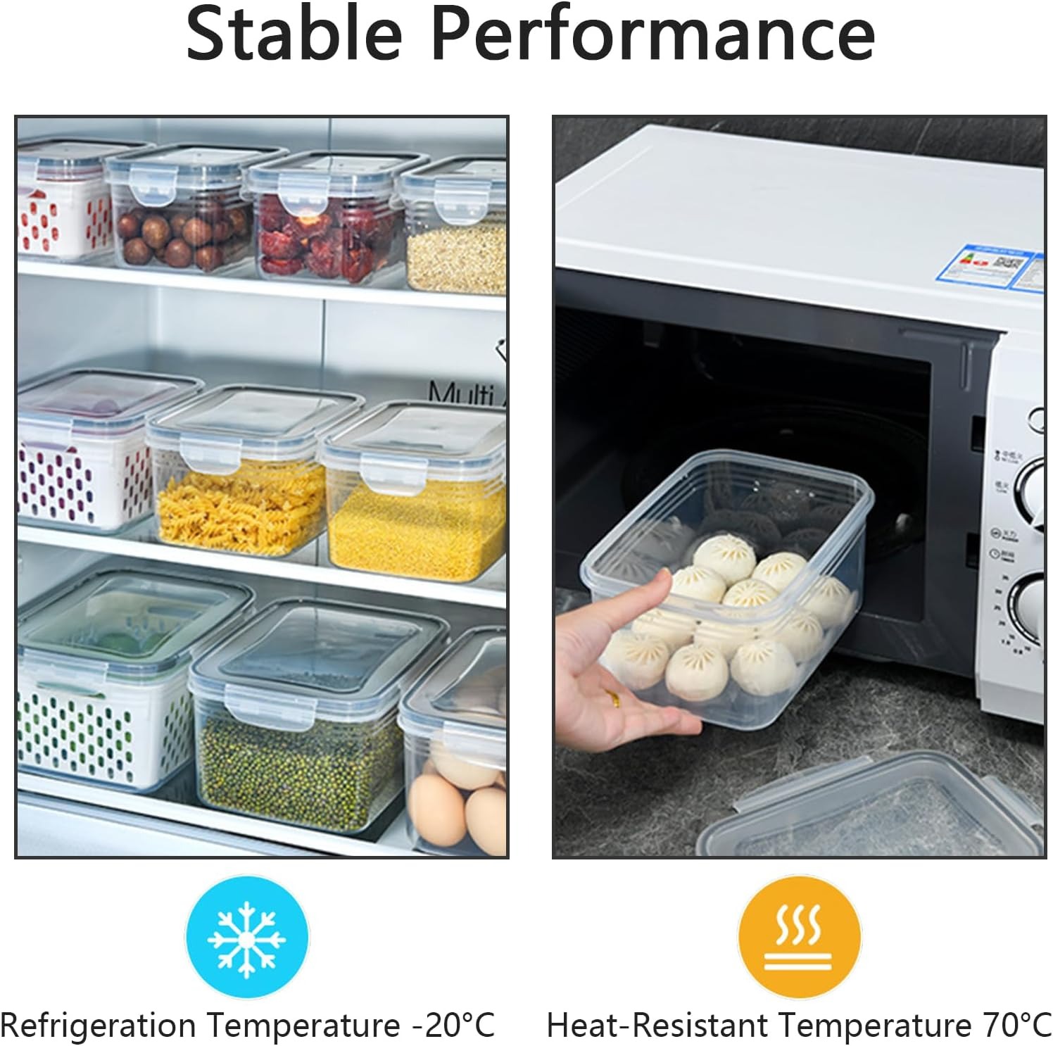 3 Pack Fruit Storage Containers for Fridge with Removable Colanders - Food Storage Containers with Lids, BPA-Free Produce Containers Keep Fruits, Vegetables, Berry, Meat Fresh Longer