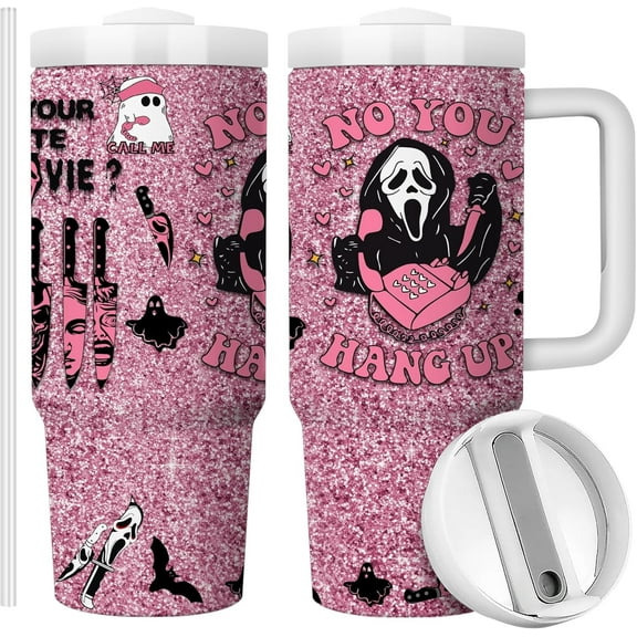 Scream Tumblers,Scary Movie Halloween Tumbler,30 Oz Insulated Stainless Steel Travel Coffee Mug,Horror Scary Theme Decor,Horror Gifts for Women Girl Friend