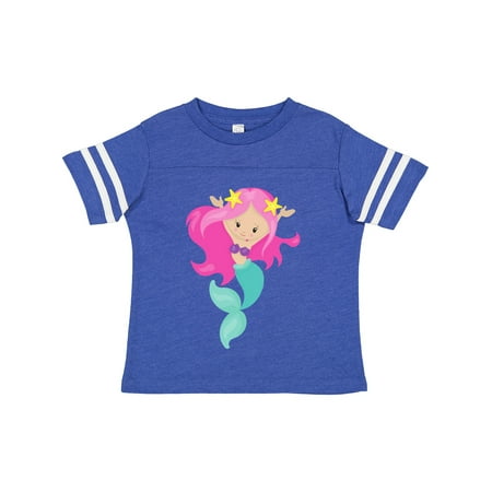 

Inktastic Cute Mermaid Little Mermaid Starfish Pink Hair Gift Toddler Toddler Girl T-Shirt