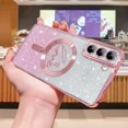 thumbnail image 3 of Zonrw Para Samsung Galaxy S22 Plus Funda Magnética Para Mujer Niña Suave Lindo Lujo Amor Corazón Chapado Bling Degradado Glitter Funda Para Teléfono Compatible Con Magsafe Transparente A Prueba De Gol, 3 of 5