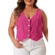 thumbnail image 1 of Chalecos de mezclilla para mujeres de tallas grandes Agnes Orinda, tops sin mangas, chaqueta casual de botón, 3X rosa intenso, 1 of 6