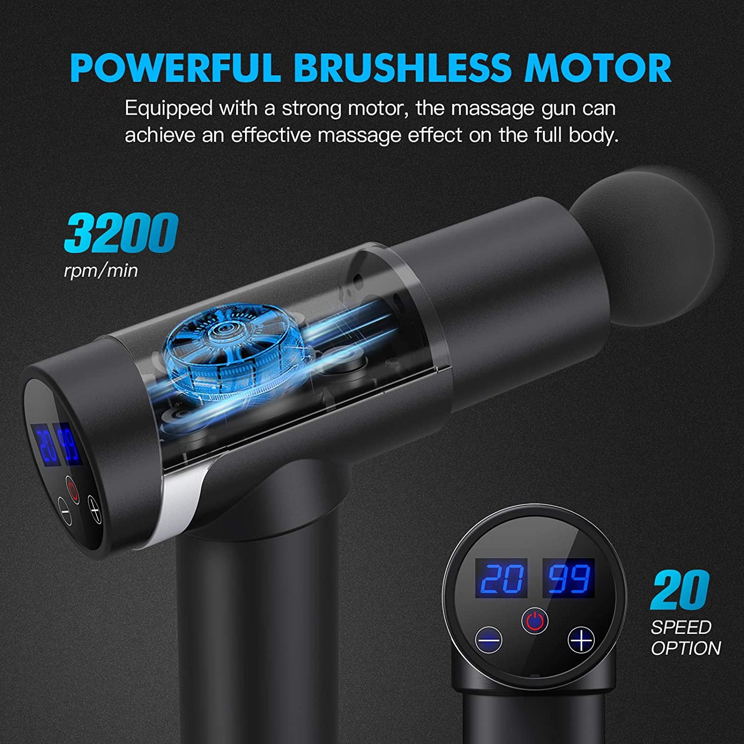 Muscle Massage Gun for Athletes Deep Tissue Massager Portable Massage (Silver-Black)