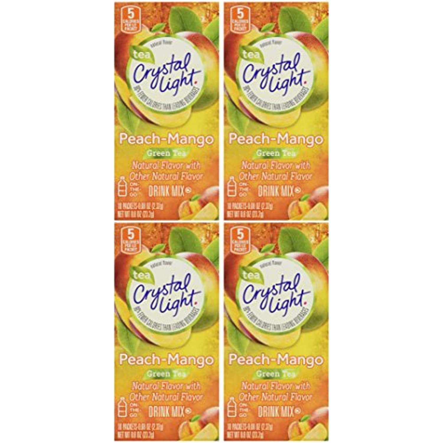 Crystal Light On The Go Green Tea Peach Mango, 10-Count Boxes (Pack Of 4)