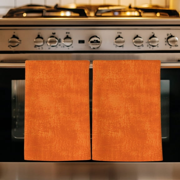 Burnt Orange Kitchen Towels Set of 1, Country Farmhouse Warmth Orange Mottling Absorbent Dish Towels for Kitchen, Microfiber Hand Towel, Quick Drying Tea Towel for Cleaning Decorative Dishcloths