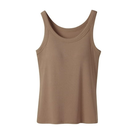 Womens Tank Top with Built in Bra 2025 Casual Cotton Spaghetti Strap Camisole Workout Sports Yoga Padded Tank Shirt