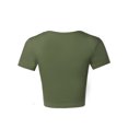 thumbnail image 3 of A2Y Women's Basic Cute Scoop Neck Cotton Short Sleeve Crop Top Light Olive L, 3 of 5
