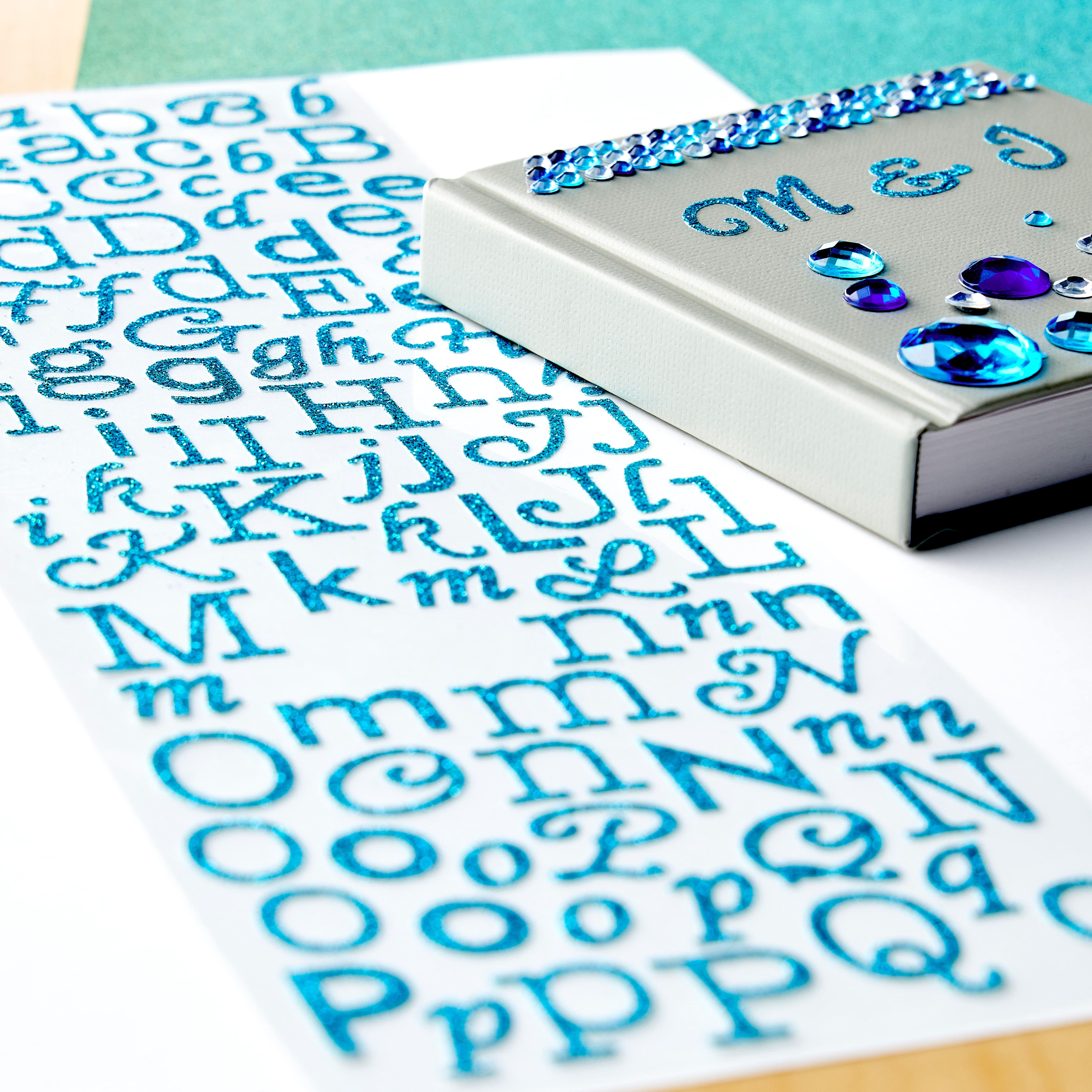 Recollections Teal Glitter Alphabet Stickers, 12 Packs: 228 ct. (2,736 total)