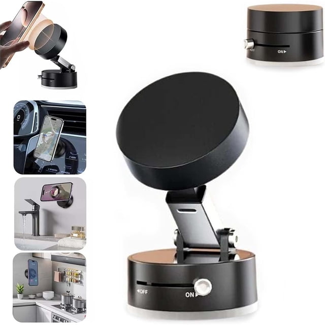 Support de Téléphone Netruna, Netruna Airgrip Pro, Support Magnétique à Aspiration pour Voiture, Support de Téléphone Réglable pour Tous les Téléphone Intelligent (Noir)