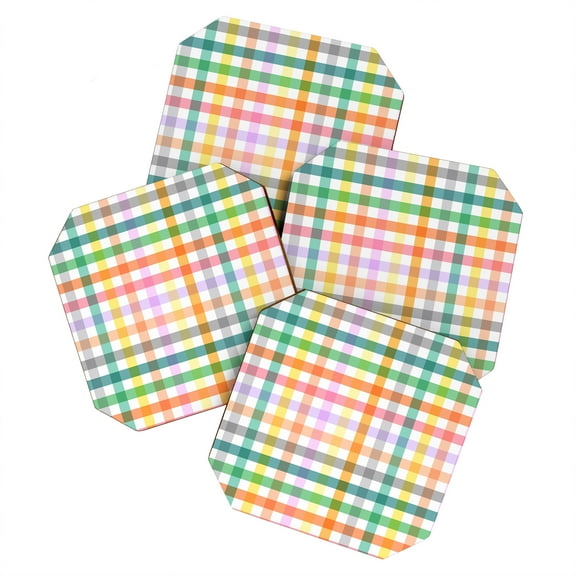 Society6 Ninola Design Vichy Spring Colorful Picnic Set of 4 Coasters