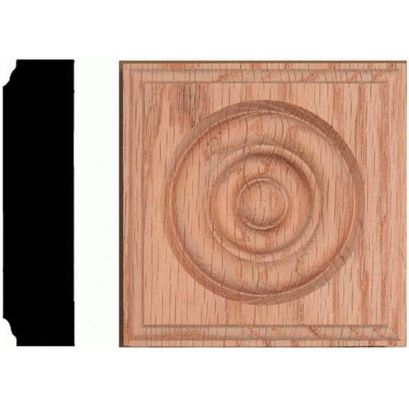 House of Fara Solid Red Oak 7/8 x 3-1/2 Rosette Block