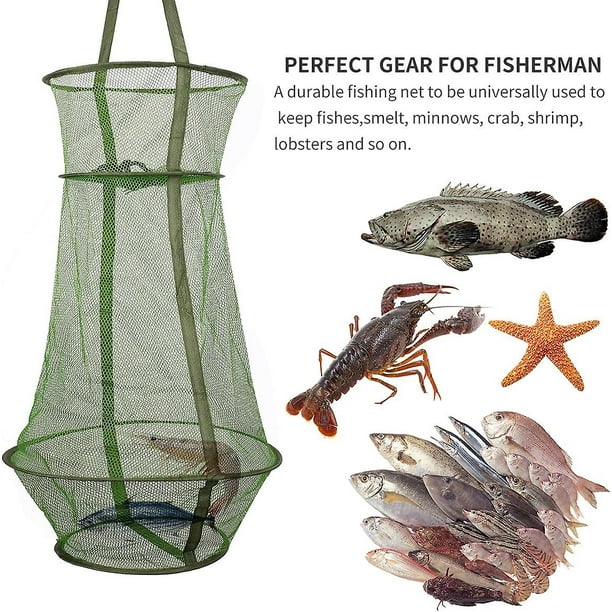 Fishing Cage Fishing Basket Collapsible Bucket Bag Fish Bait Trap For