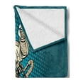 thumbnail image 2 of Outer Space Soft Flannel Fleece Throw Blanket, Woman Astronaut Hands with Her Better Half Pop Art Style Comic Graphic, Cozy Plush for Indoor and Outdoor Use, 50" x 60", Beige Blue, by Ambesonne, 2 of 5