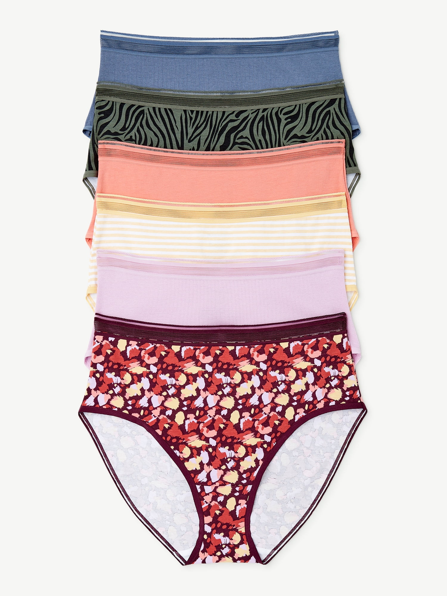 Joyspun Women's Cotton Brief Panties, 6-Pack, Sizes M to 3XL