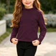 thumbnail image 4 of Girls Ruffle Mock Neck Long Sleeve Top, Solid Color Pullover Shirt with Ruffle Cuffs, Casual Fall Winter Kids Clothing | Akmoler,Purple 7--8 Years, 4 of 9