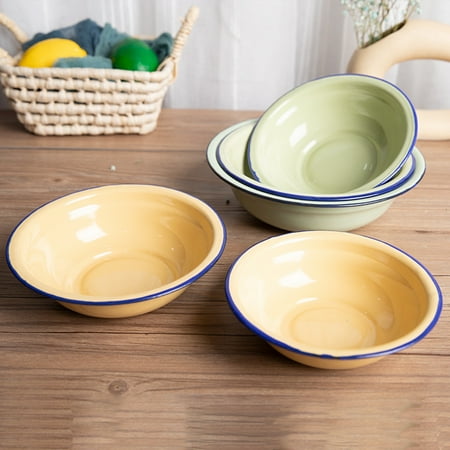 

GROFRY Bowl Durable Vintage Enamel Multifunctional Soup Plate for Kitchen