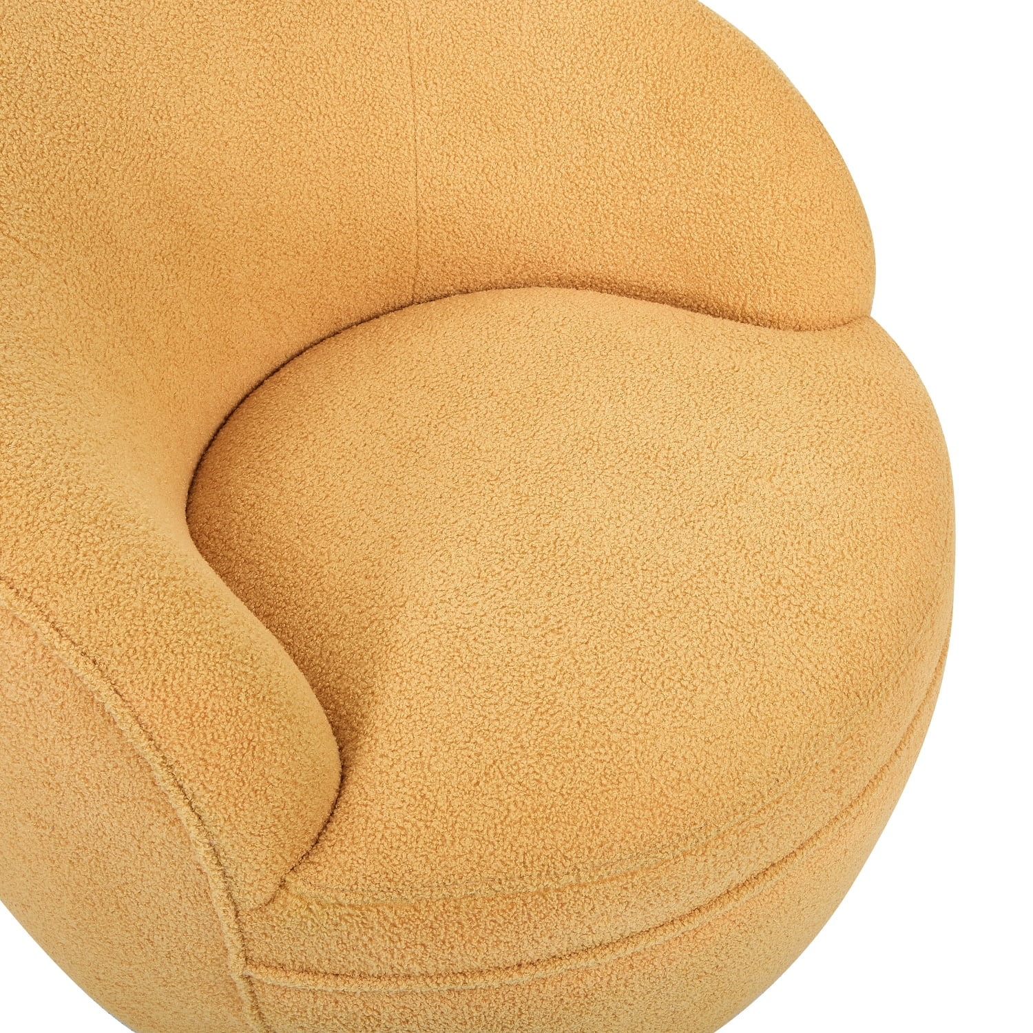 Roundhill Furniture Galleria 360 Swivel Teddy Sherpa Barrel Chair, Yellow